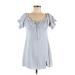 Le Lis Casual Dress - Mini Plunge Short sleeves: Gray Dresses - Women's Size Medium