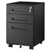 MYXIO 3 Drawer Mobile File Cabinet with Lock & Wheel Under Desk Rolling Vertical Filing Cabinet Anti-Tipping Metal Storage Drawers Cabinet for Legal Letter A4 Black