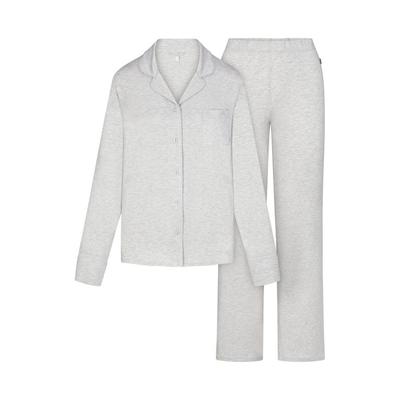 Sleep Long Sleeve Button Up Set - Gray - Skims Nightwear