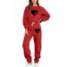 skpabo Tracksuit Women Warehouse Clearance Valentine s Day Two Piece Outfit Co ord Set Heart Printed Crew Neck Jumper and Joggers Bottoms Sweat Suit Lounge Wear Sports Gym Set