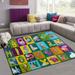 GZHJMY Alphabet Animals Non Slip Area Rug for Living Dinning Room Bedroom Kitchen 4 x 5 (48 x 63 Inches / 120 x 160 cm) Alphabet Animals Educational Nursery Rug Floor Carpet Yoga Mat