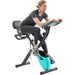 Folding Exercise Bike Stationary Exercise Bikes with Arm Bands and Backrest Magnetic X-Bike with 10-Level Adjustable Resistance Upright Indoor Cycling Bike for Home Workout 350LB Capacity Green