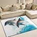 GZHJMY Jumping Dolphin Non Slip Area Rug for Living Dinning Room Bedroom Kitchen 4 x 5 (48 x 63 Inches / 120 x 160 cm) Watercolor Dolphin Nursery Rug Floor Carpet Yoga Mat