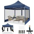 COBIZI 10x10 Canopy Heavy Duty Tent Pop Up Tent Gazebo with Mesh Cover Waterproof&Sunproof Pop Up Tent with Sidewalls Outdoor Instant Party Tent for Backyard Weddings Birthdays BBQs Dark Blue