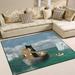 GZHJMY Funny Cat Non Slip Area Rug for Living Dinning Room Bedroom Kitchen 4 x 5 (48 x 63 Inches / 120 x 160 cm) Ocean Cat Nursery Rug Floor Carpet Yoga Mat