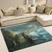 GZHJMY Mermaid Non Slip Area Rug for Living Dinning Room Bedroom Kitchen 4 x 5 (48 x 63 inches) Ocean Beach Theme Nursery Rug Floor Carpet Yoga Mat