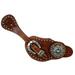 Showman Ladies Leather Spur Strap w/ Acorn Tooling and Blue Rhinestones