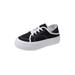 Woobling Women s Canvas Shoe Low Top Sneakers Slip On Tennis Shoes Ladies Casual Fashion Walking Lace Up Lightweight Black 8.5