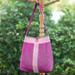 Thai Illusion,'Handcrafted Fuchsia and Pink Cotton Shoulder Bag'