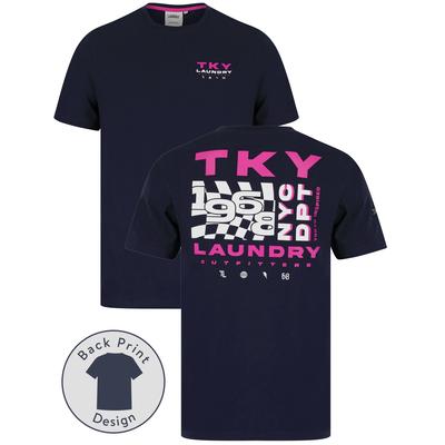 T-Shirts Checkmate Motif Cotton Jersey T-Shirt in Maritime Blue / M - Tokyo Laundry