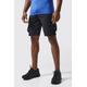 Mens Black Man Active Gym 5inch Cargo Pocket Training Shorts, Black