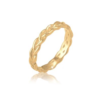 Fingerring ELLI "Gedreht Geflochten Zopfmuster 925 Silber" Gr. 58, gold, Fingerringe, Damen, 58mm, ohne Stein, Silber 925 (Sterlingsilber), 3mm Image