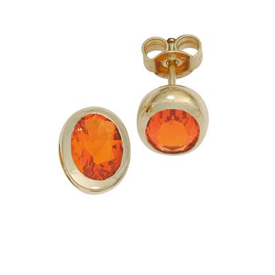 Paar Ohrstecker JOBO "Ovale Ohrringe mit Feueropal" Gr. Gelbgold 585, gelb (gelbgold 585) Damen Ohrstecker 585 Gold