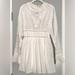 Free People Dresses | Free People White Cotton Embroidered Long Sleeve Mini Dress 6 | Color: Cream/White | Size: 6