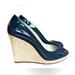 Michael Kors Shoes | Euc Michael Michael Kors Keegan Dark Navy Blue Patent Leather Open Toe Braided | Color: Blue/Tan | Size: 7