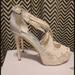 Nine West Shoes | Nine West - Ivory Satin And Lace Peep Toe Pumps | Color: Cream/White | Size: 6.5