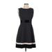 Calvin Klein Casual Dress - A-Line: Gray Color Block Dresses - Women's Size 8 Petite