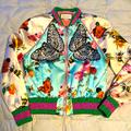 Gucci Jackets & Coats | Gucci Pink & Blue Butterfly Embroidered Silk Bomber Jacket Size 46/10 | Color: Blue/Pink | Size: 10