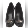 Gucci Shoes | Gucci - Square Toe Gg Pumps! | Color: Black/Silver | Size: 7.5