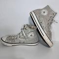 Converse Shoes | Converse Juniors Ctas Hi Leather Silver Shimmer Side-Zip Girls Size 4 | Color: Gray/Silver | Size: 4g
