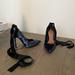 Zara Shoes | New Zara Navy Blue Velvet Stiletto High Heel Court Shoes/Ballet Pumps 1202/201 | Color: Black/Blue | Size: 38