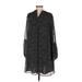 Zara Basic Casual Dress - Shift V Neck Long sleeves: Black Polka Dots Dresses - Women's Size Small