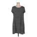 H&M Casual Dress - Shift: Gray Chevron/Herringbone Dresses - Women's Size 14