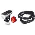 SIGMA SPORT - LED Fahrradlicht Set Aura 60 und Nugget II & ABUS Kettenschloss Tresor 1385 – Zahlenschloss aus gehärtetem Stahl – 7 mm Starke Vierkantkette – ABUS-Sicherheitslevel 7 – 85 cm – Schwarz