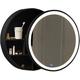 LED Round Door Mirrored Bathroom Cabinet Storage Cupboard Wall Mounted,Round mirror cabinet bathroom wood with light, Bathroom Storage, Black,50cm (Black 60cm)