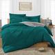 SGI Super King Size Soft Sateen Weave 4PCS Duvet Covers Sets, Long Staple Microfiber Teal Bedding Set- Fitted sheet, Duvet Cover with 2 Pillowcases, Easy Care