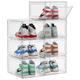 Kuject 7 Pack Clear Rigid Shoe Storage Boxes, Hard Plastic Stackable Shoe Organizer with Magnetic Door for Closet, Stylish Replacement for Shoe Rack Cabinet for Sneakers, Trainers, Running Shoes