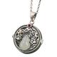 Jade Pendant, Feng Shui Necklace Sterling Silver Necklace Hetian Nephrite Jade Wu Lou Charm Pendant Necklace Auspicious Clouds Round Antique Silver Necklace Talisman Jade Amulet Women Girls Jewelry Gi