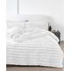 Big Cord Teddy Fleece Duvet Set, Chunky Ribbed Warm Cosy Fluffy Bedding With 2 Pillow Cases Soft V-Shape Cover & Cushion Covers Thermal Curtains Ring Tops Bedroom Accessories (White, Double)