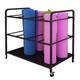 Yoga Mat Storage Rack with Wheels,Movable Metal Yoga Mat Holder,Home Gym Organizer Rolling Cart,Large Capacity Yoga mat Storage Shelf for Yoga Mat Foam Roller Gym Equipment,Black,31x20x28inc