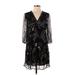 BA&SH Casual Dress - Mini V Neck 3/4 sleeves: Black Dresses - Women's Size X-Small
