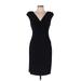Lauren by Ralph Lauren Cocktail Dress - Sheath V Neck Sleeveless: Black Print Dresses - Women's Size 10