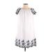 Casual Dress - A-Line Crew Neck Short sleeves: White Dresses - Women's Size Small Petite