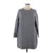 Charlie Paige Casual Dress - Sweater Dress High Neck 3/4 sleeves: Gray Marled Dresses - Women's Size Medium