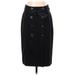 Ann Taylor Casual Midi Skirt Calf Length: Black Print Bottoms - Women's Size 6