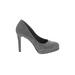 Fioni Night Heels: Slip-on Stiletto Glamorous Gray Shoes - Women's Size 6 1/2 - Round Toe