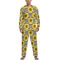 Sunflowers White Striped Soft Mens Pyjamas Set Comfortable Long Sleeve Loungewear Top And Bottoms Gifts S