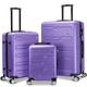 SA Products Suitcase Set of 3 | ABS Hard Shell Suitcase with Lock | Cabin Luggage, Luggage Sets, Cabin Suitcase, Luggage Set | Carry on Suitcase, Hand Luggage Suitcase (Purple)