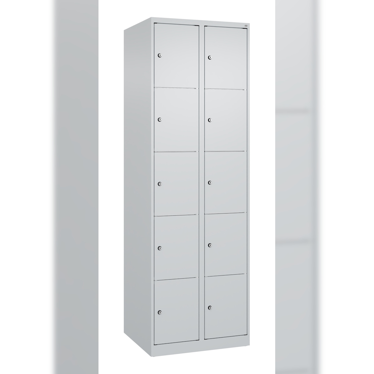 C+P Schließfachschränke Classic PLUS, 10 Abteile, HxBxT 185x60x50cm, Zylinderschloss, Hellgrau/Hellgrau von PROREGAL Image