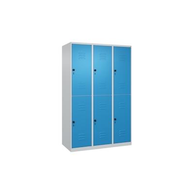 C+P Spind Classic PLUS, 6 Abteile, HxBxT 185x120x50cm, Sicherheitsdrehriegel, Hellgrau/Lichtblau von PROREGAL Image
