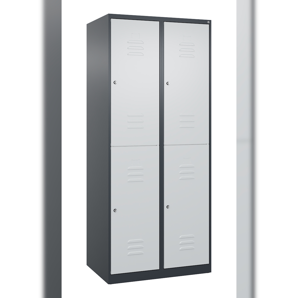 C+P Spind Classic PLUS, 4 Abteile, HxBxT 185x80x50cm, Zylinderschloss, Anthrazit/Hellgrau von PROREGAL Image