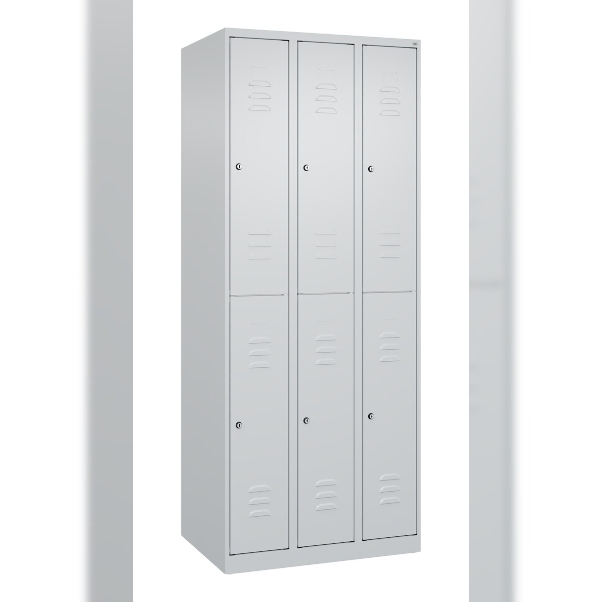 C+P Spind Classic PLUS, 6 Abteile, HxBxT 185x75x50cm, Zylinderschloss, Hellgrau/Hellgrau von PROREGAL Image