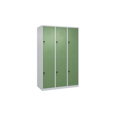 C+P Spind Classic PLUS, 6 Abteile, HxBxT 185x120x50cm, Sicherheitsdrehriegel, Hellgrau/Resedagrün von PROREGAL Image