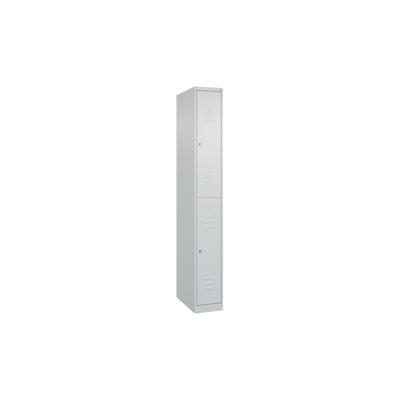 C+P Spind Classic PLUS, 2 Abteile, HxBxT 185x25x50cm, Zylinderschloss, Hellgrau/Hellgrau von PROREGAL Image