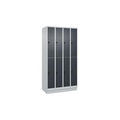 C+P Spind Classic PLUS, Sockel, 8 Abteile, HxBxT 195x100x50cm, Sicherheitsdrehriegel, Hellgrau/Anthrazit von PROREGAL Image
