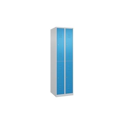 C+P Spind Classic PLUS, 4 Abteile, HxBxT 185x50x50cm, Zylinderschloss, Hellgrau/Lichtblau von PROREGAL Image